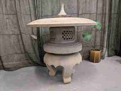 Large Antique Japanese Round Yukimi Granite Snow Lantern