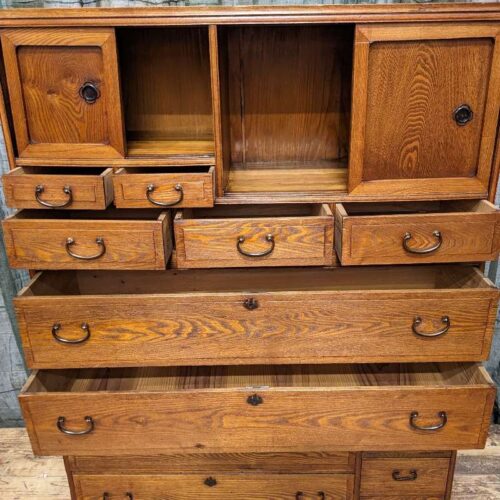 Antique Japanese Kimono Chest of Drawers in Two Sections