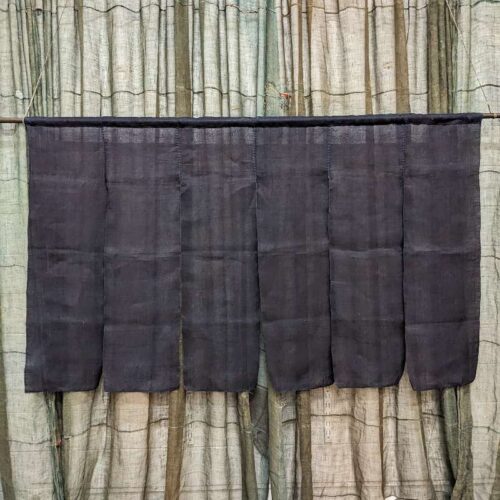 Vintage Indigo Hemp Japanese Noren, Panelled Curtain