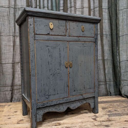 Provincial Style Chinese Grey Lacquered Cabinet