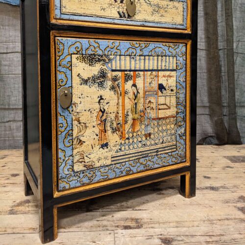 Provincial Style Chinese Lacquered Side Cabinets