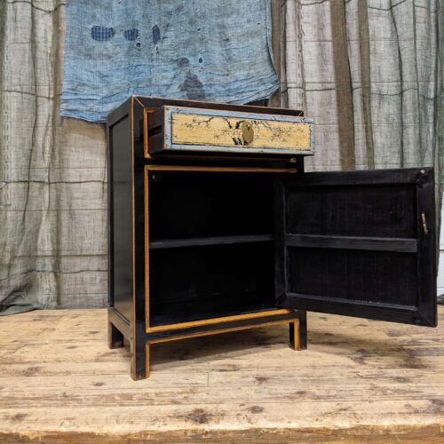 Provincial Style Chinese Lacquered Side Cabinets