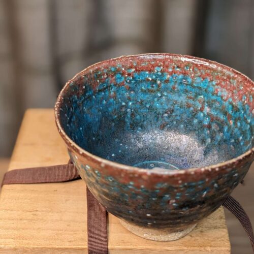 Vintage Japanese Chawan, Tea Bowl - Blue Glaze
