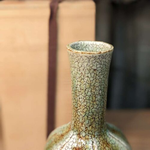 Vintage Japanese Ikebana Vase - Green Glaze