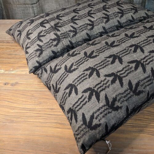 Throw Cushion with Vintage Japanese Woollen Cover - Grey Bamboo