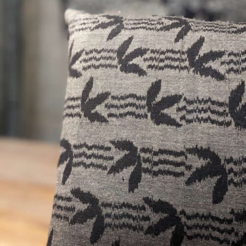 Throw Cushion with Vintage Japanese Woollen Cover - Grey Bamboo