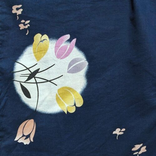 Yukata, Japanese Cotton Kimono - Blue Floral Motif