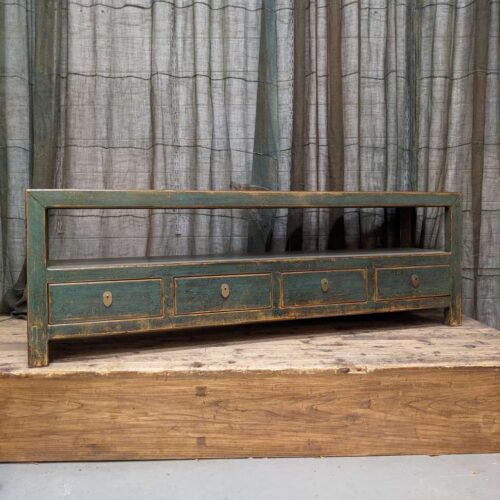 Low Chinese Lacquered Four Drawer Entertainment, Television Unit