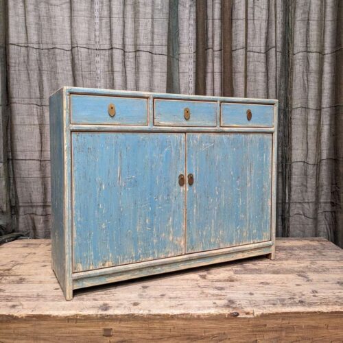Chinese Blue Painted Cabinet, Recycled Timber