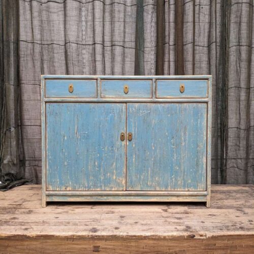 Chinese Blue Painted Cabinet, Recycled Timber