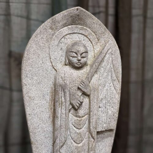 Vintage Japanese Stone Jizo Statue & Base - Granite | c.1950.